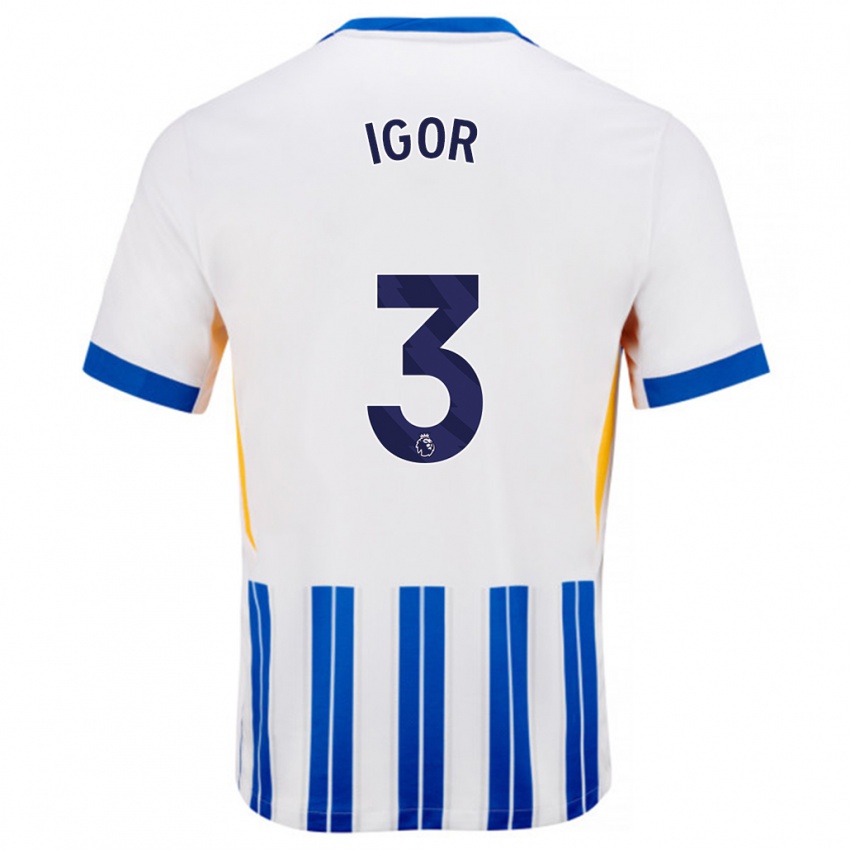 Niño Camiseta Igor #3 Blanco Azul Rayas 1ª Equipación 2024/25 La Camisa