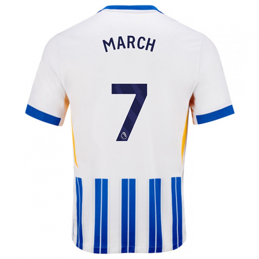 Niño Camiseta Solly March #7 Blanco Azul Rayas 1ª Equipación 2024/25 La Camisa