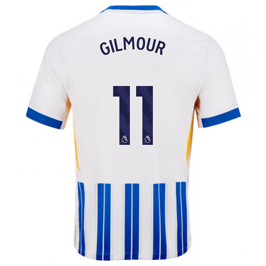 Niño Camiseta Billy Gilmour #11 Blanco Azul Rayas 1ª Equipación 2024/25 La Camisa