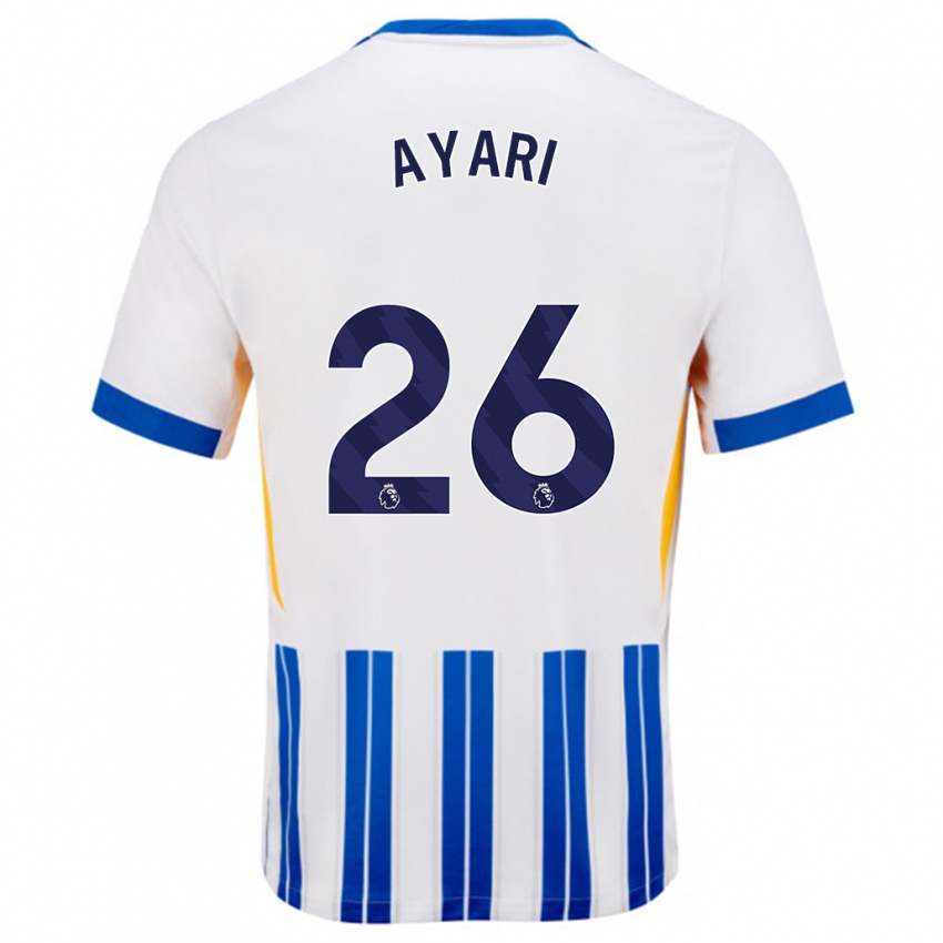 Niño Camiseta Yasin Ayari #26 Blanco Azul Rayas 1ª Equipación 2024/25 La Camisa