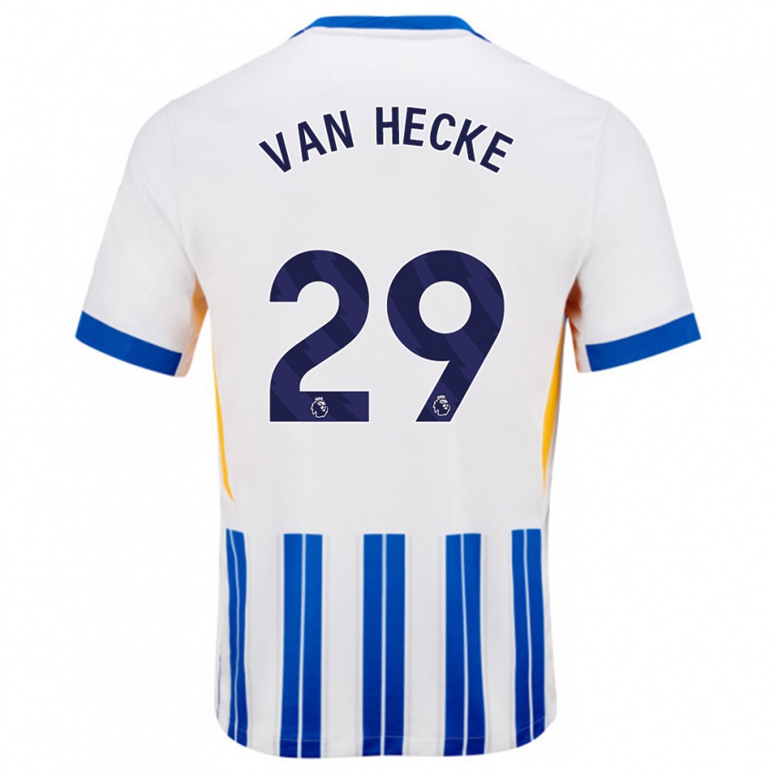 Niño Camiseta Jan Paul Van Hecke #29 Blanco Azul Rayas 1ª Equipación 2024/25 La Camisa