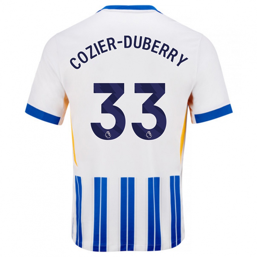 Niño Camiseta Amario Cozier-Duberry #33 Blanco Azul Rayas 1ª Equipación 2024/25 La Camisa