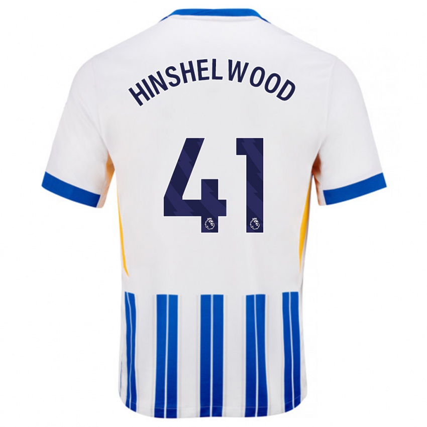 Niño Camiseta Jack Hinshelwood #41 Blanco Azul Rayas 1ª Equipación 2024/25 La Camisa