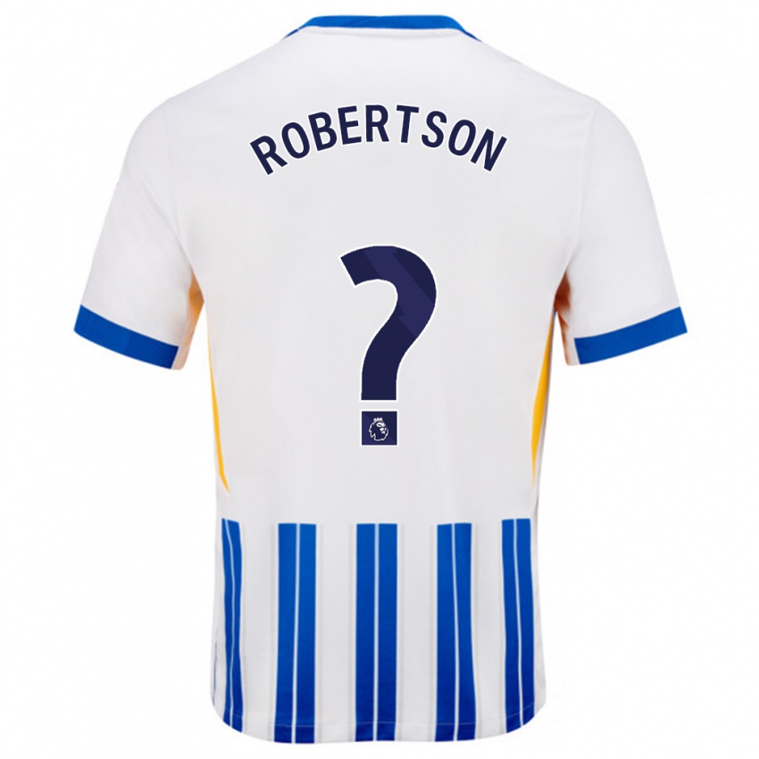 Niño Camiseta Josh Robertson #0 Blanco Azul Rayas 1ª Equipación 2024/25 La Camisa