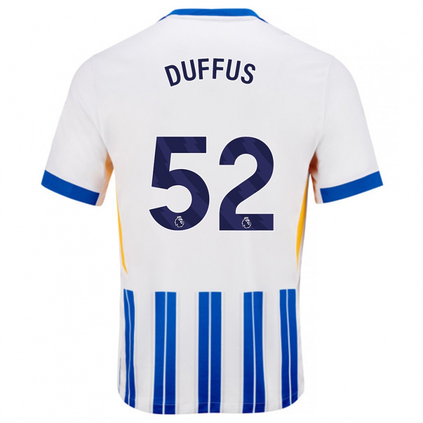 Niño Camiseta Josh Duffus #52 Blanco Azul Rayas 1ª Equipación 2024/25 La Camisa