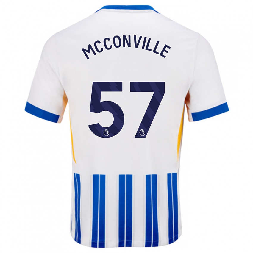 Niño Camiseta Ruairi Mcconville #57 Blanco Azul Rayas 1ª Equipación 2024/25 La Camisa