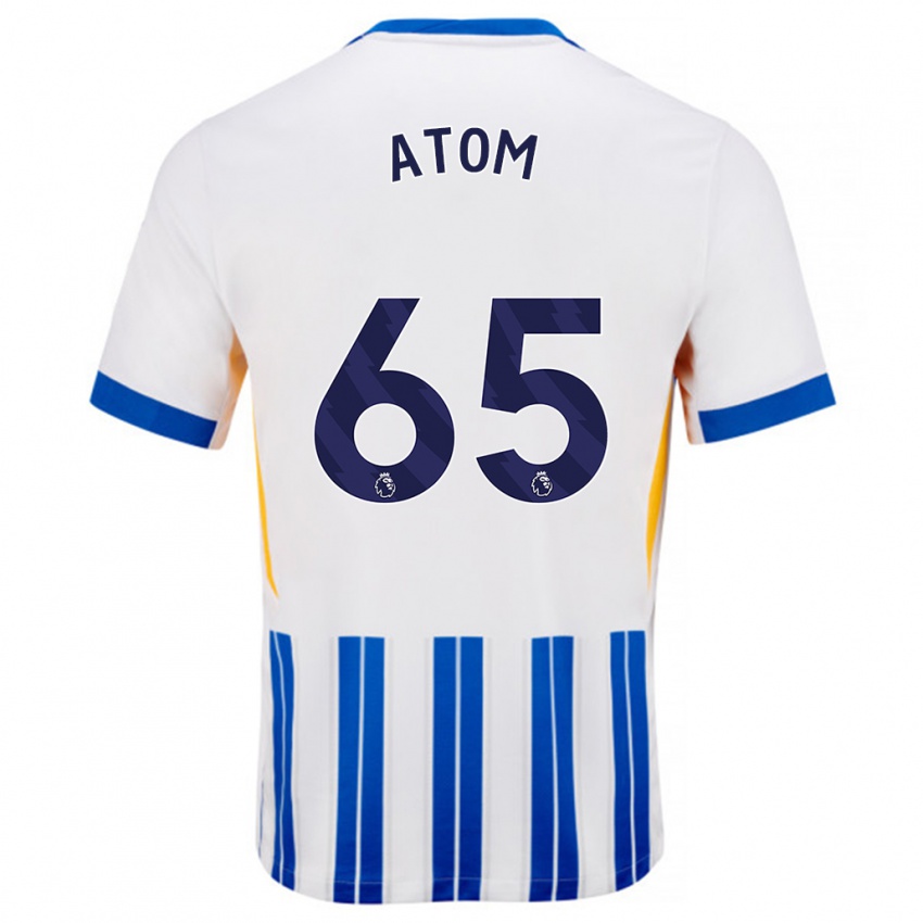 Niño Camiseta Noel Atom #65 Blanco Azul Rayas 1ª Equipación 2024/25 La Camisa