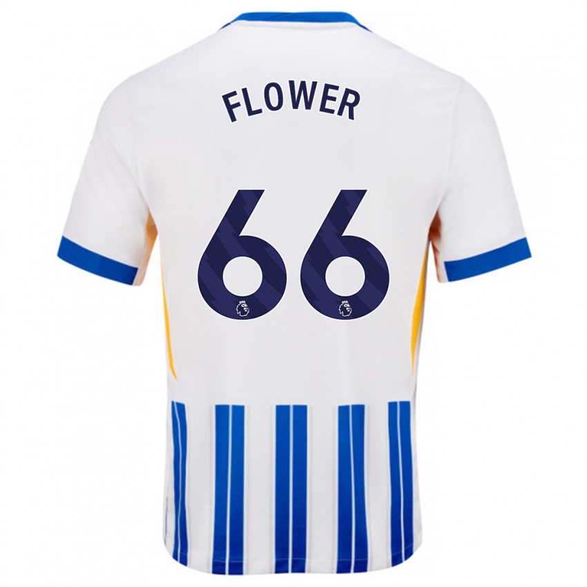 Niño Camiseta Louis Flower #66 Blanco Azul Rayas 1ª Equipación 2024/25 La Camisa