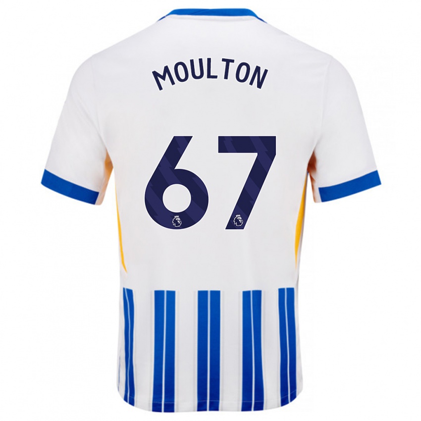 Niño Camiseta Remeiro Moulton #67 Blanco Azul Rayas 1ª Equipación 2024/25 La Camisa