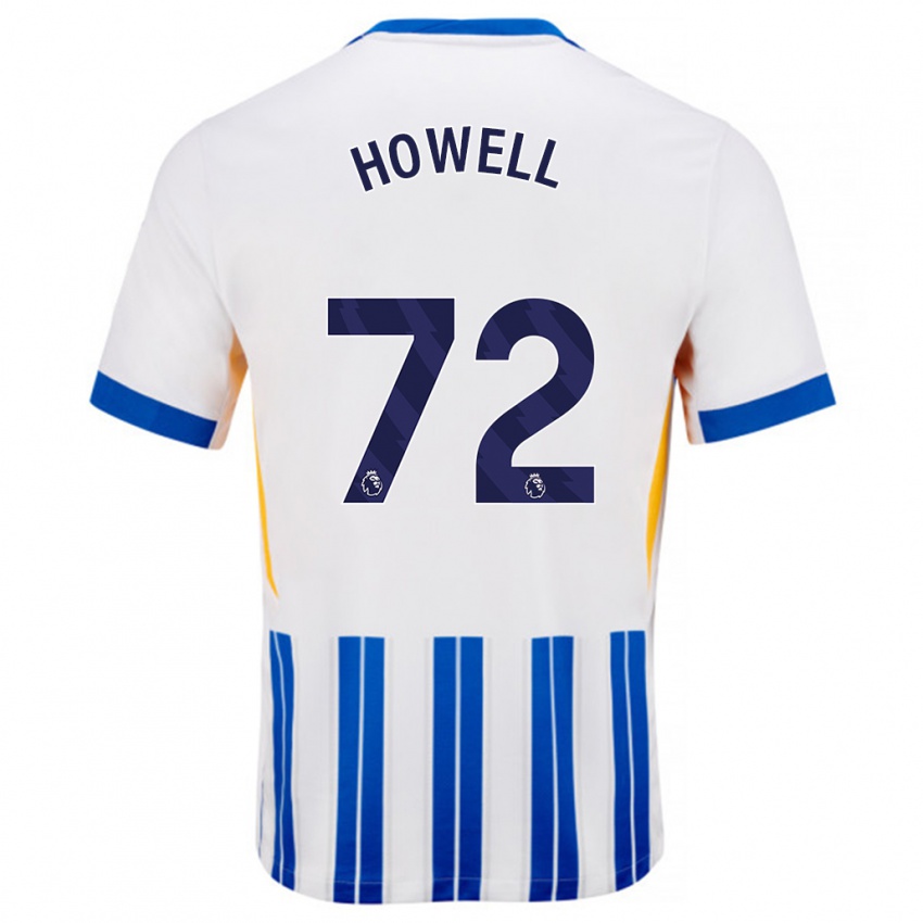 Niño Camiseta Harry Howell #72 Blanco Azul Rayas 1ª Equipación 2024/25 La Camisa