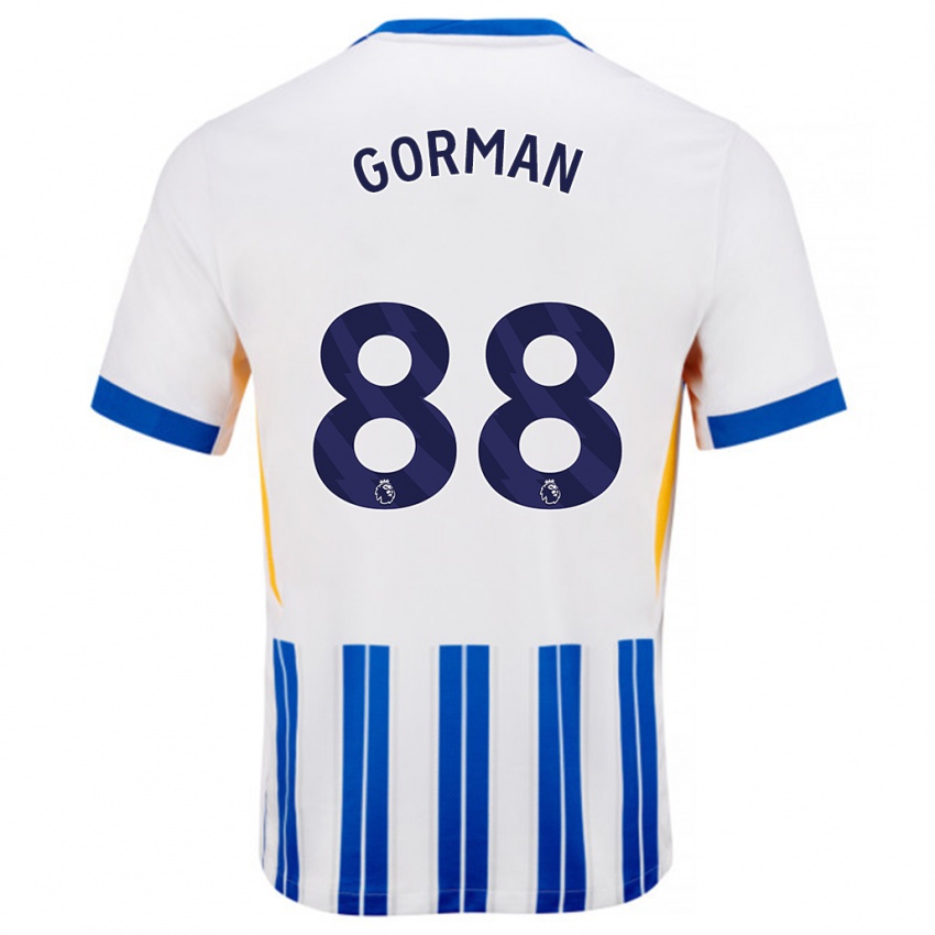 Niño Camiseta Ronnie Gorman #88 Blanco Azul Rayas 1ª Equipación 2024/25 La Camisa