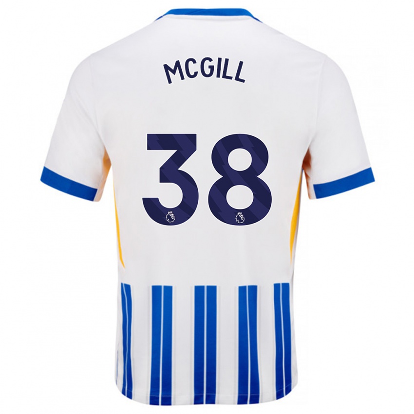 Niño Camiseta Tom Mcgill #38 Blanco Azul Rayas 1ª Equipación 2024/25 La Camisa