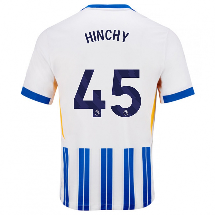 Niño Camiseta Jack Hinchy #45 Blanco Azul Rayas 1ª Equipación 2024/25 La Camisa