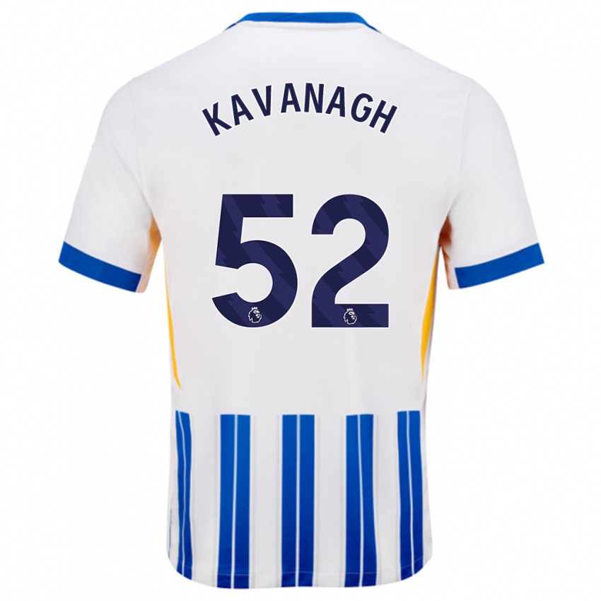 Niño Camiseta Leigh Kavanagh #52 Blanco Azul Rayas 1ª Equipación 2024/25 La Camisa