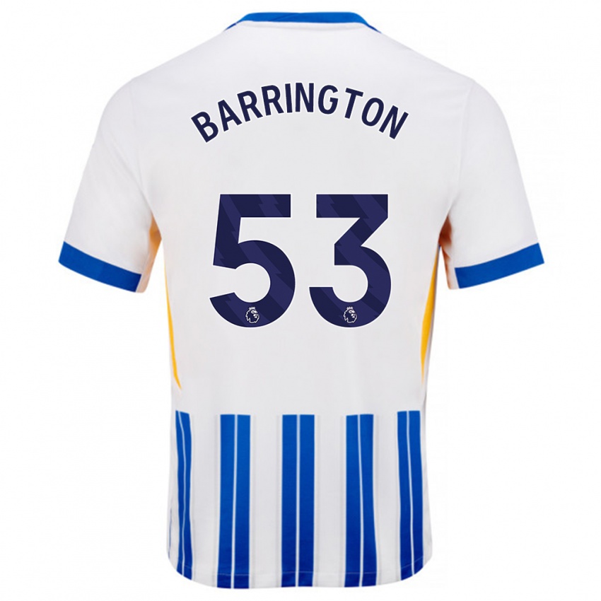 Niño Camiseta Luca Barrington #53 Blanco Azul Rayas 1ª Equipación 2024/25 La Camisa