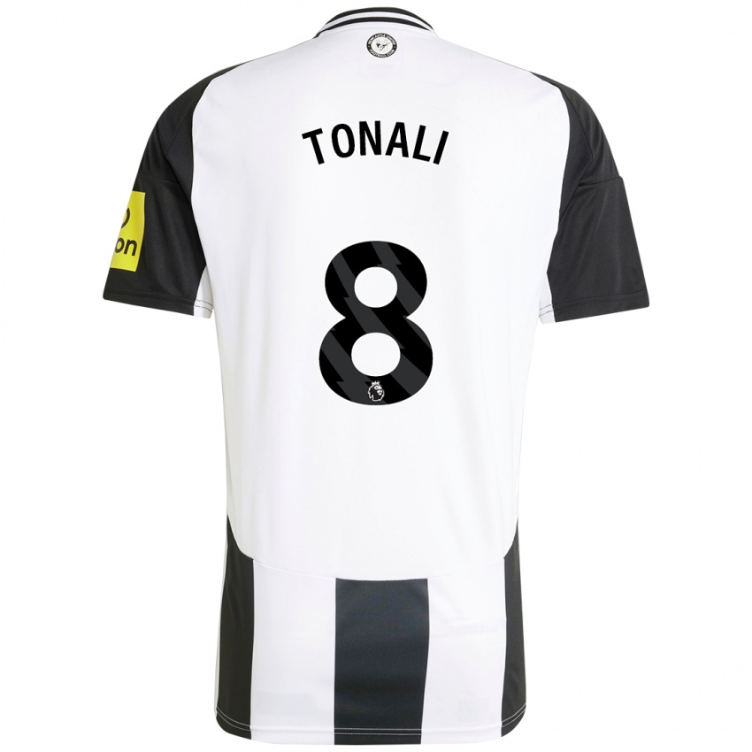 Niño Camiseta Sandro Tonali #8 Blanco Negro 1ª Equipación 2024/25 La Camisa