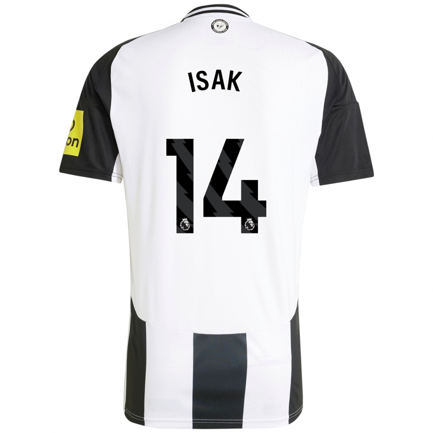 Niño Camiseta Alexander Isak #14 Blanco Negro 1ª Equipación 2024/25 La Camisa