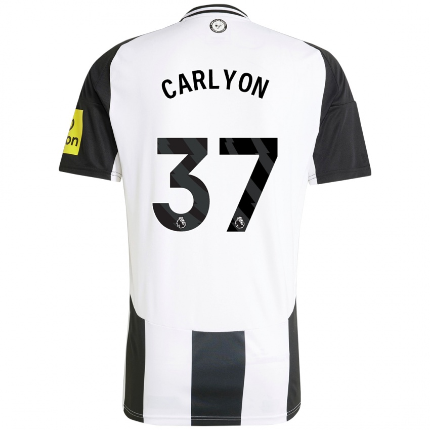 Niño Camiseta Nathan Carlyon #37 Blanco Negro 1ª Equipación 2024/25 La Camisa