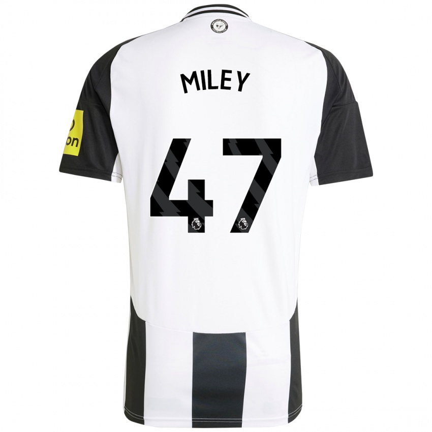 Niño Camiseta Jamie Miley #47 Blanco Negro 1ª Equipación 2024/25 La Camisa