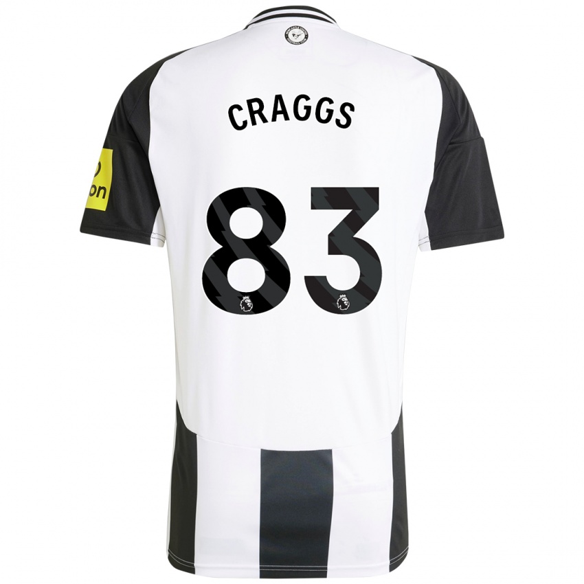 Niño Camiseta Luke Craggs #83 Blanco Negro 1ª Equipación 2024/25 La Camisa