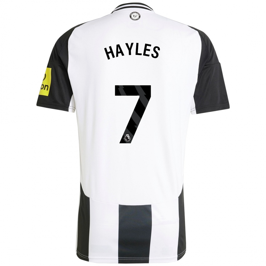 Niño Camiseta Shania Hayles #7 Blanco Negro 1ª Equipación 2024/25 La Camisa