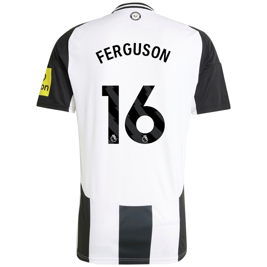 Niño Camiseta Becky Ferguson #16 Blanco Negro 1ª Equipación 2024/25 La Camisa