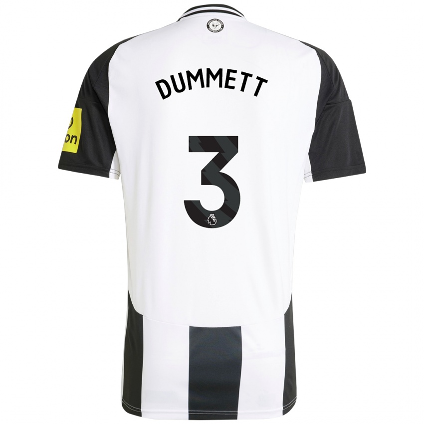 Niño Camiseta Paul Dummett #3 Blanco Negro 1ª Equipación 2024/25 La Camisa