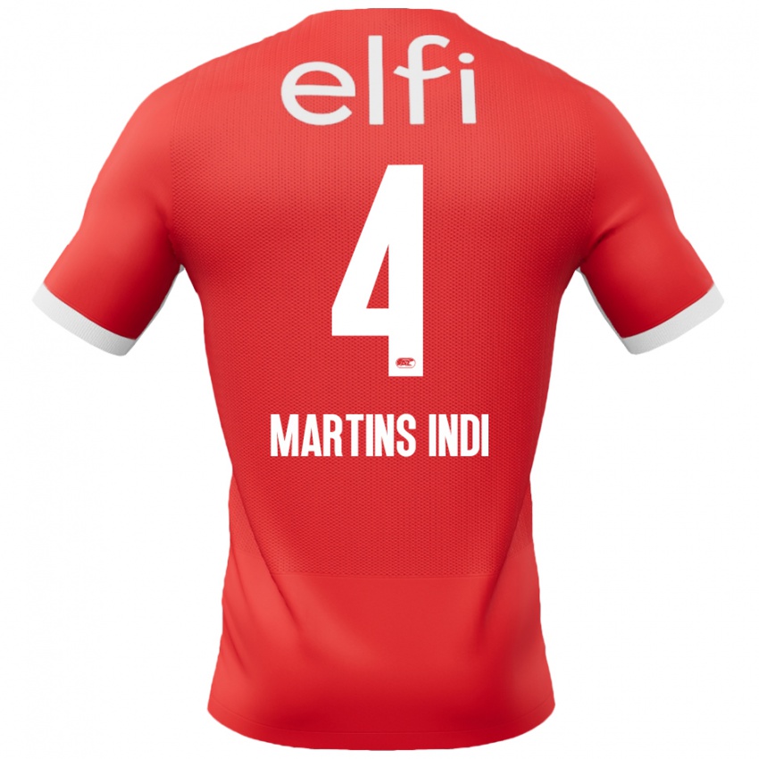 Niño Camiseta Bruno Martins Indi #4 Rojo Blanco 1ª Equipación 2024/25 La Camisa