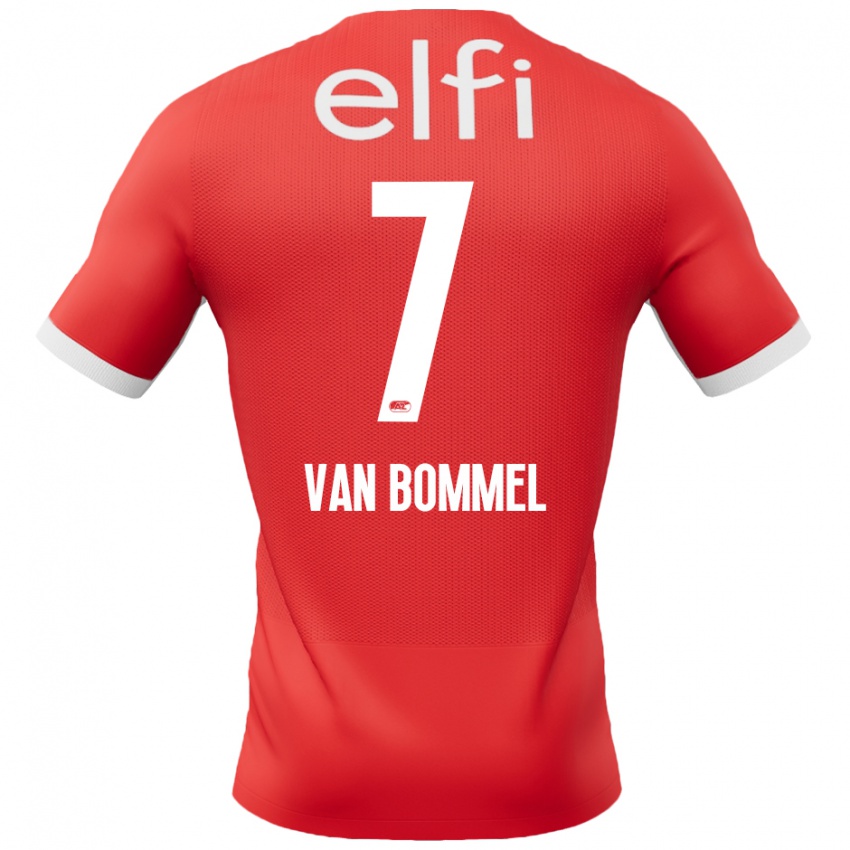 Niño Camiseta Ruben Van Bommel #7 Rojo Blanco 1ª Equipación 2024/25 La Camisa