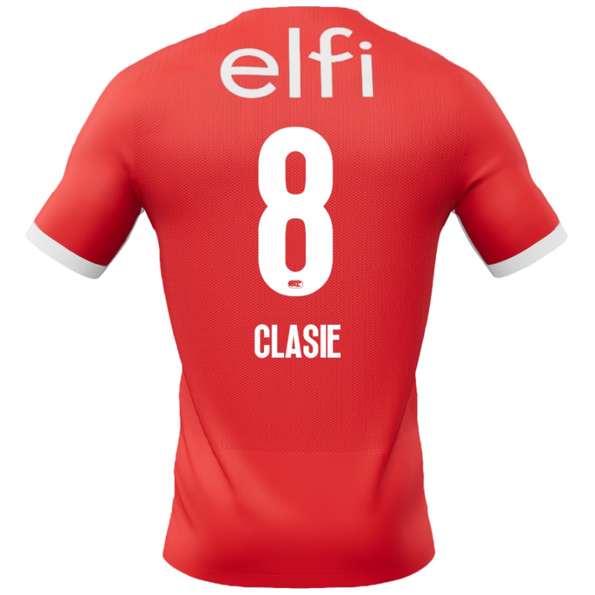 Niño Camiseta Jordy Clasie #8 Rojo Blanco 1ª Equipación 2024/25 La Camisa