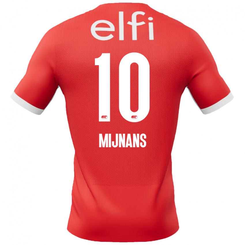 Niño Camiseta Sven Mijnans #10 Rojo Blanco 1ª Equipación 2024/25 La Camisa