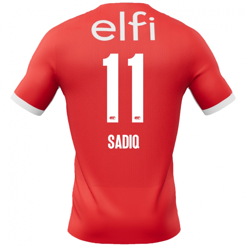 Niño Camiseta Ibrahim Sadiq #11 Rojo Blanco 1ª Equipación 2024/25 La Camisa