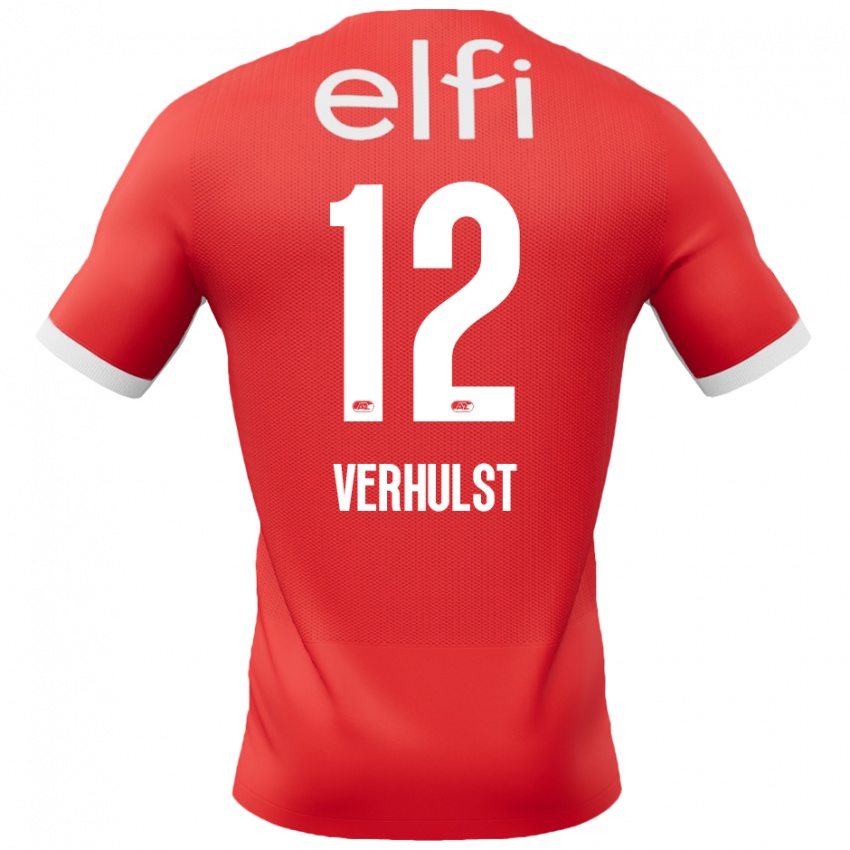 Niño Camiseta Hobie Verhulst #12 Rojo Blanco 1ª Equipación 2024/25 La Camisa