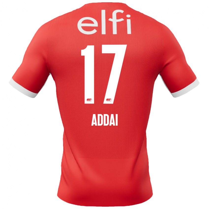 Niño Camiseta Jayden Addai #17 Rojo Blanco 1ª Equipación 2024/25 La Camisa