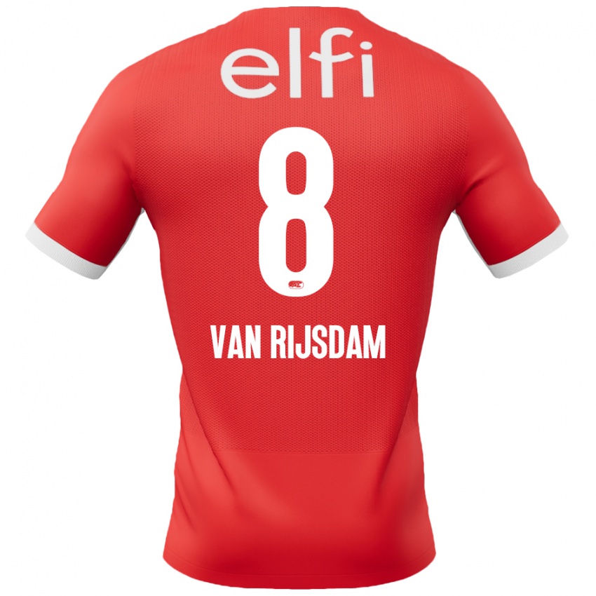 Niño Camiseta Julian Van Rijsdam #8 Rojo Blanco 1ª Equipación 2024/25 La Camisa