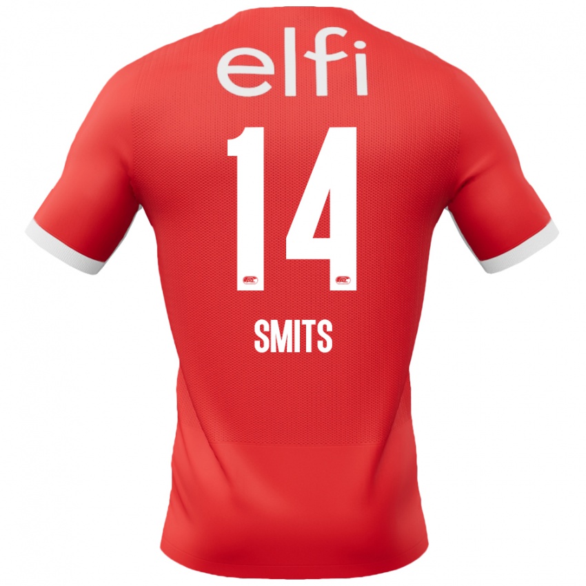 Niño Camiseta Anthony Smits #14 Rojo Blanco 1ª Equipación 2024/25 La Camisa