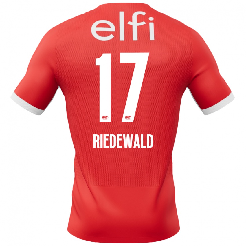 Niño Camiseta Kenzo Riedewald #17 Rojo Blanco 1ª Equipación 2024/25 La Camisa