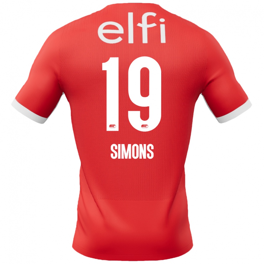 Niño Camiseta Saviola Simons #19 Rojo Blanco 1ª Equipación 2024/25 La Camisa