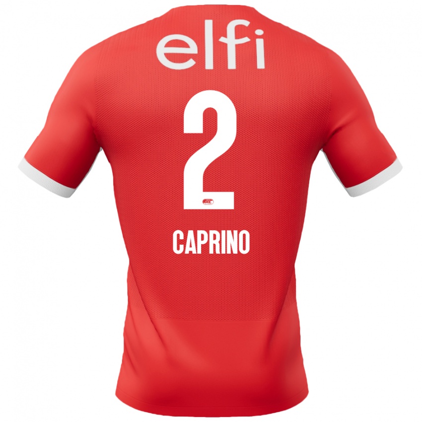 Niño Camiseta Ginia Caprino #2 Rojo Blanco 1ª Equipación 2024/25 La Camisa