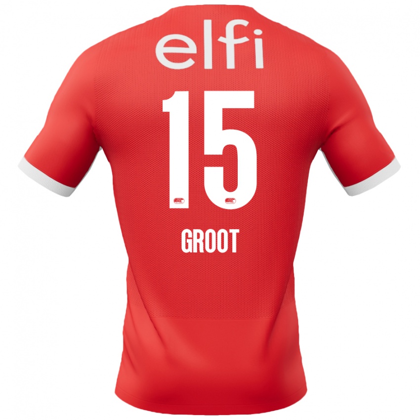 Niño Camiseta Pleun Groot #15 Rojo Blanco 1ª Equipación 2024/25 La Camisa