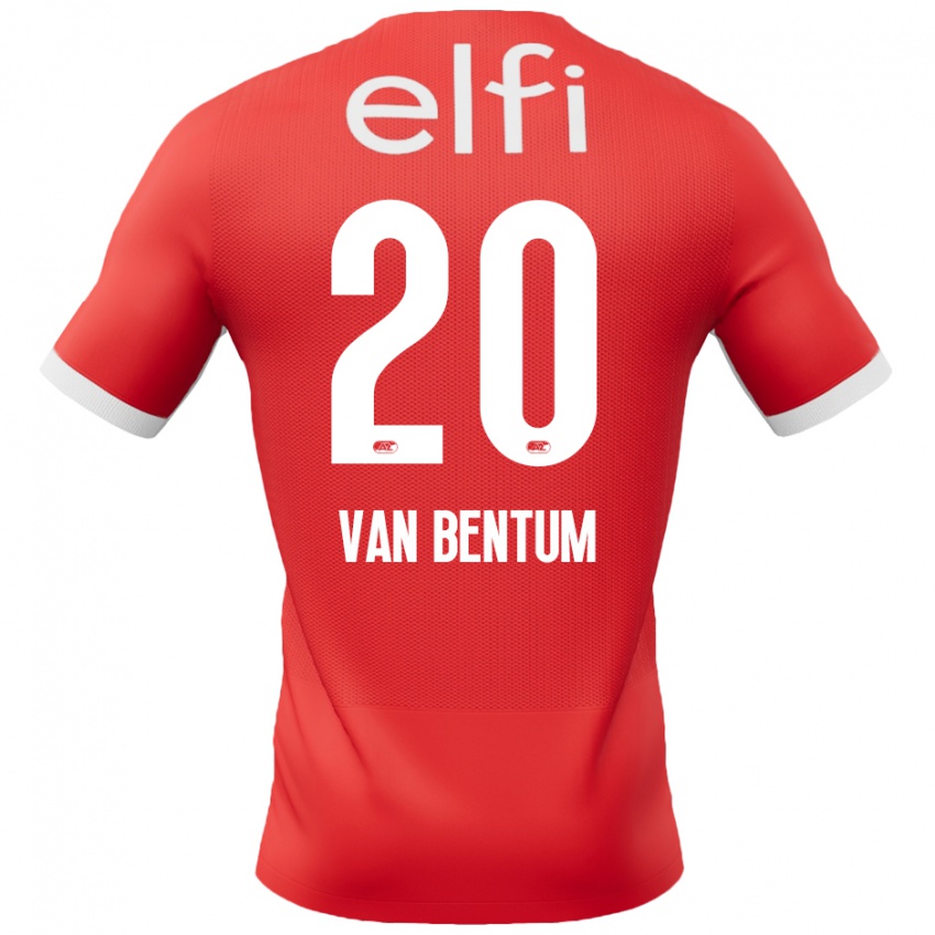 Niño Camiseta Mirte Van Bentum #20 Rojo Blanco 1ª Equipación 2024/25 La Camisa