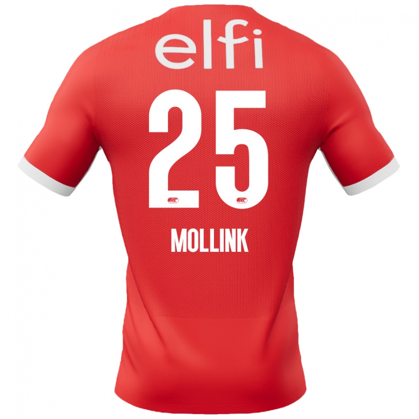 Niño Camiseta Yaël Mollink #25 Rojo Blanco 1ª Equipación 2024/25 La Camisa