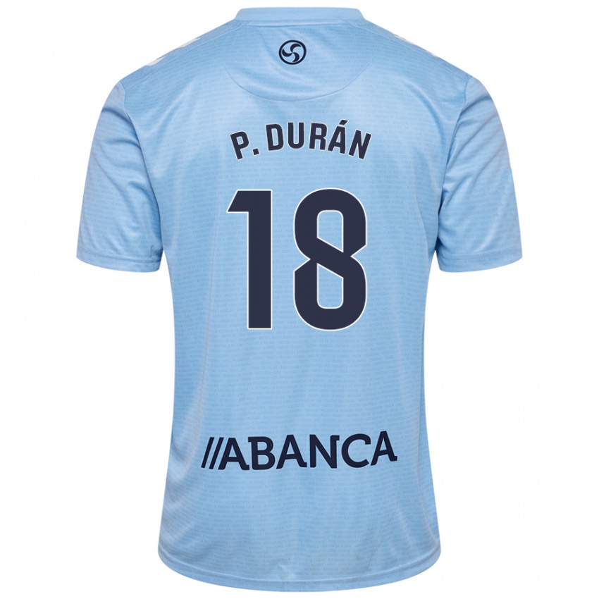 Niño Camiseta Pablo Durán #18 Azul Cielo 1ª Equipación 2024/25 La Camisa