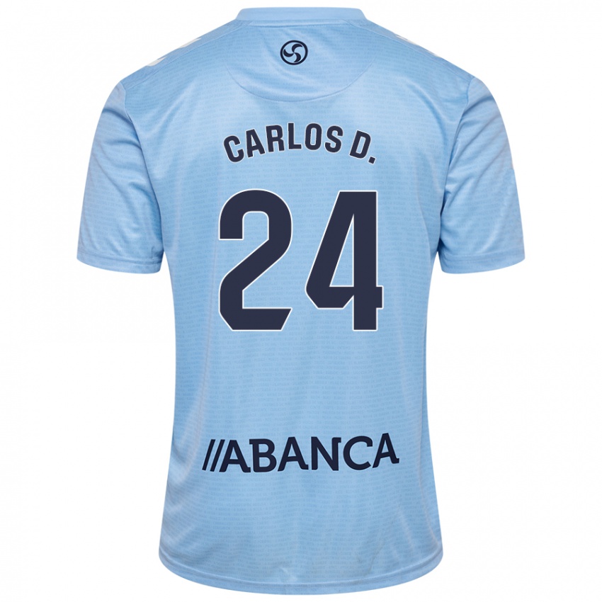 Niño Camiseta Carlos Domínguez #24 Azul Cielo 1ª Equipación 2024/25 La Camisa