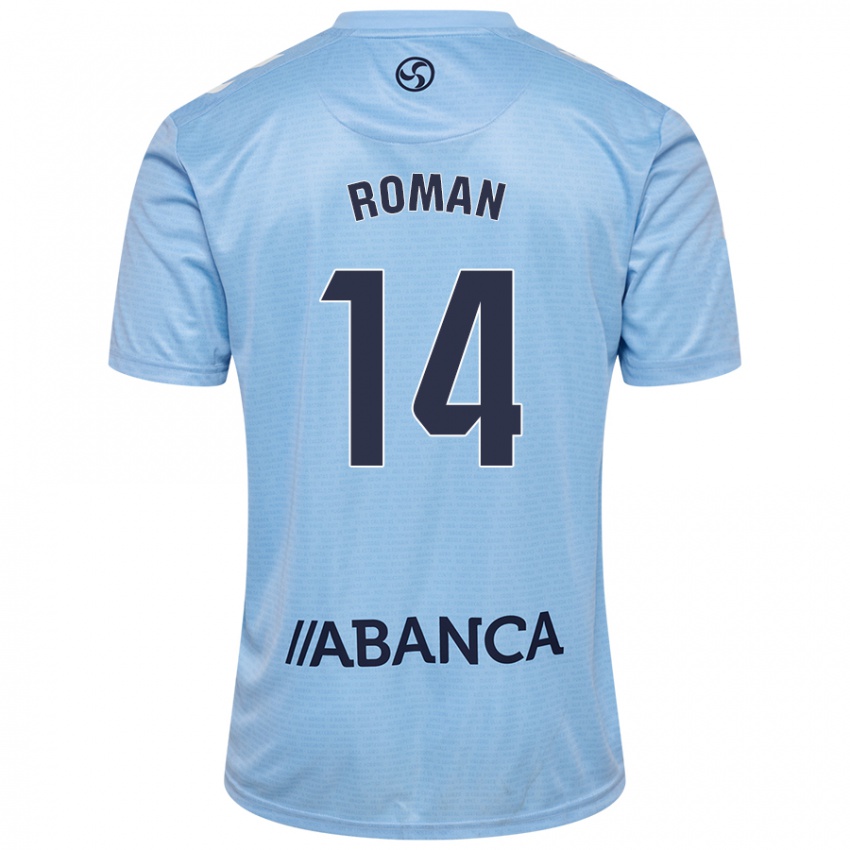 Niño Camiseta Miguel Román #14 Azul Cielo 1ª Equipación 2024/25 La Camisa