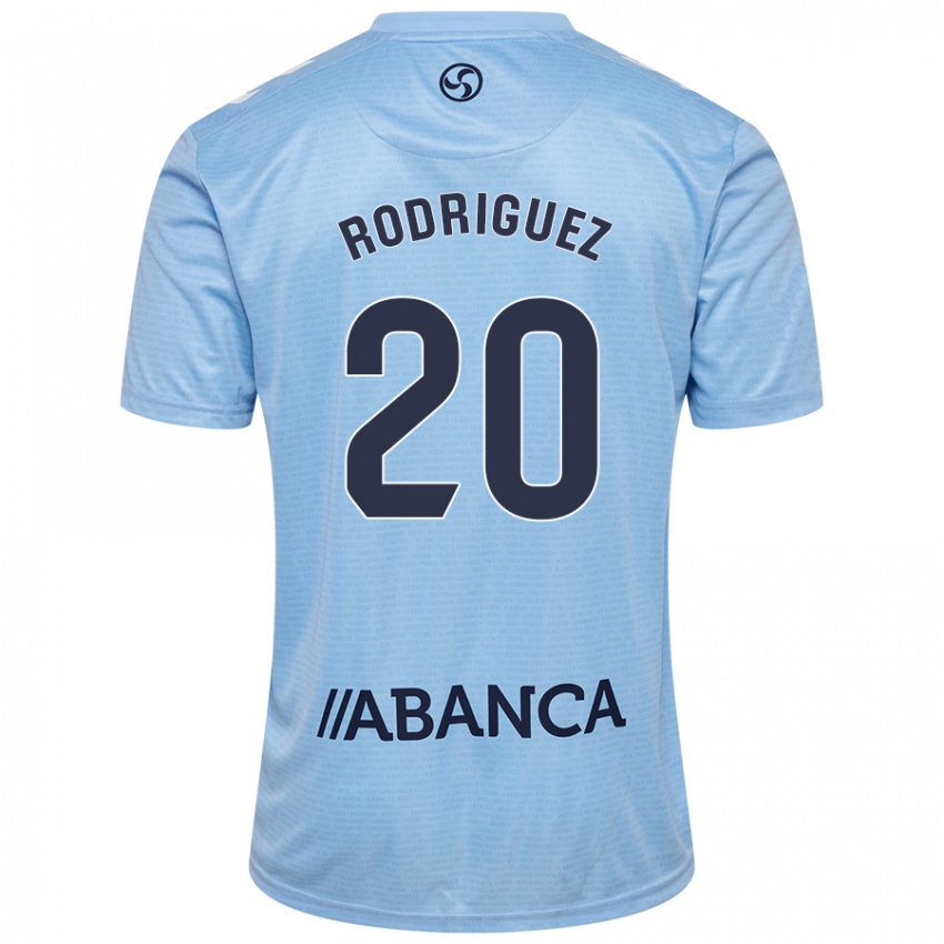 Niño Camiseta Javi Rodríguez #20 Azul Cielo 1ª Equipación 2024/25 La Camisa