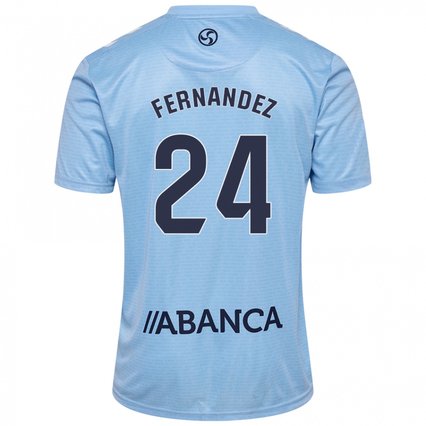 Niño Camiseta César Fernández #24 Azul Cielo 1ª Equipación 2024/25 La Camisa