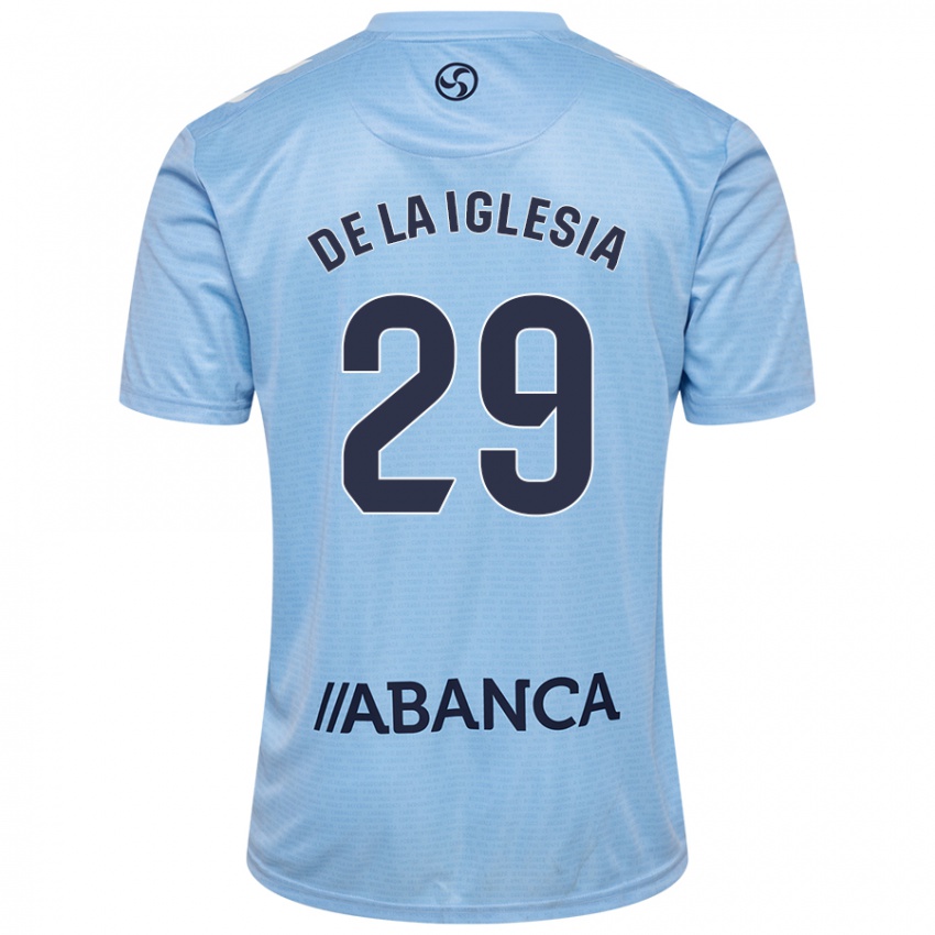 Niño Camiseta David De La Iglesia #29 Azul Cielo 1ª Equipación 2024/25 La Camisa