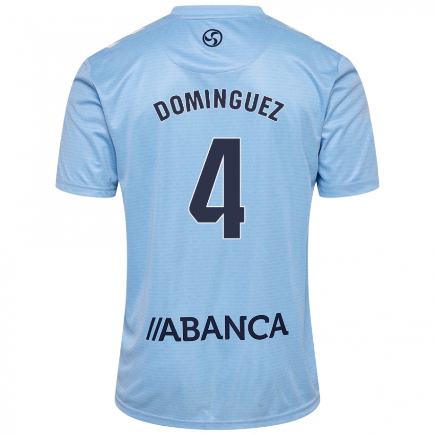 Niño Camiseta Javi Domínguez #4 Azul Cielo 1ª Equipación 2024/25 La Camisa