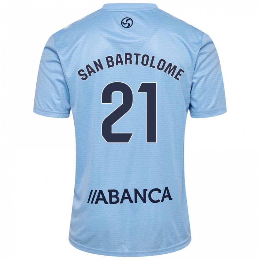 Niño Camiseta Víctor San Bartolomé #21 Azul Cielo 1ª Equipación 2024/25 La Camisa